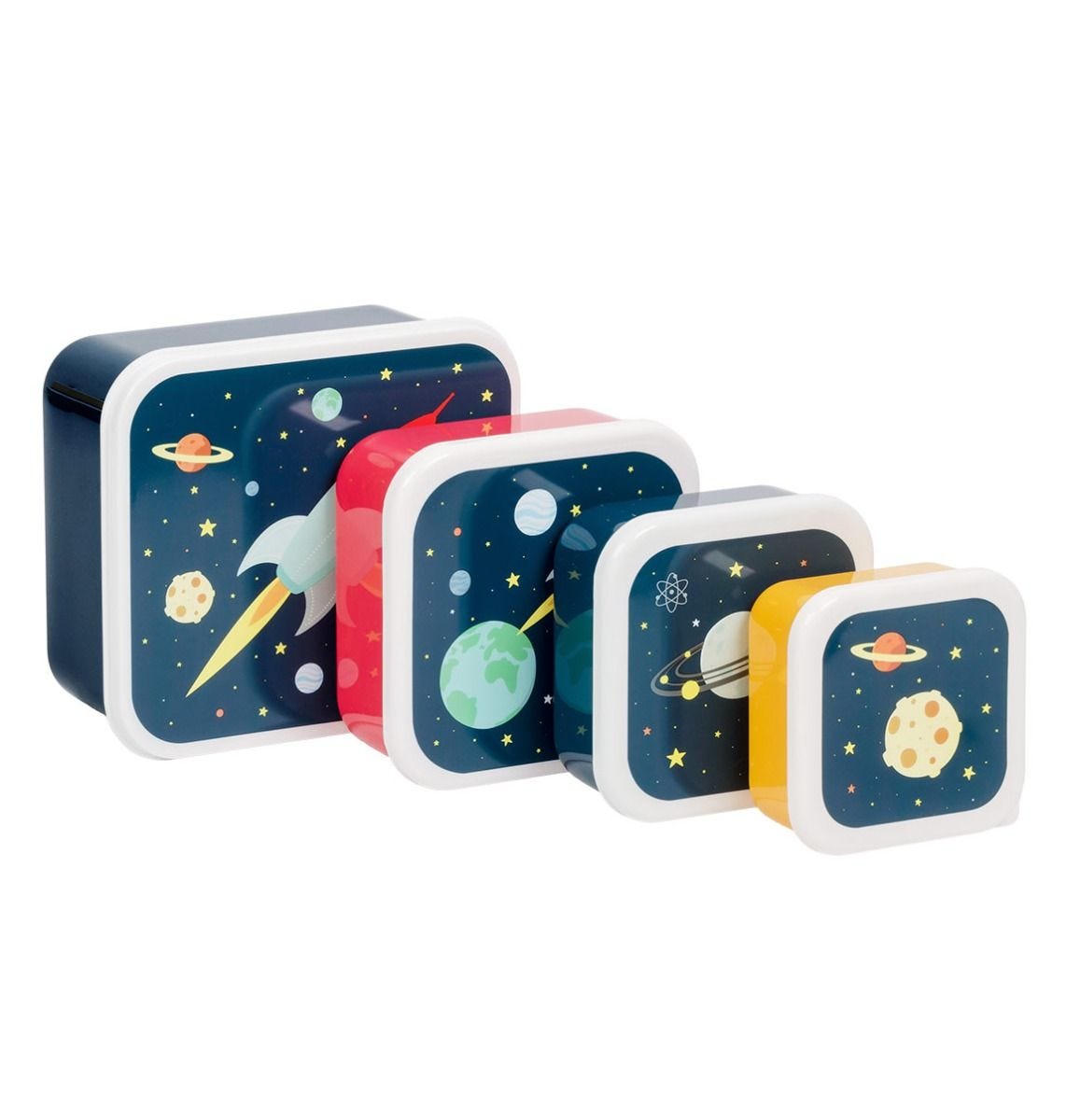 A little lovely company Σετ 4 δοχεία φαγητού Lunch & Snack Box Space